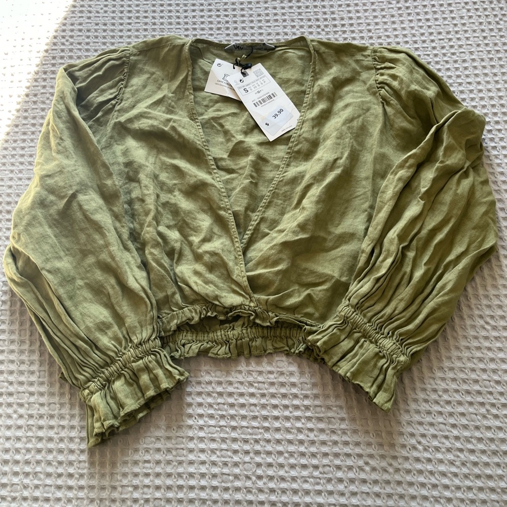 Zara Cropped linen top